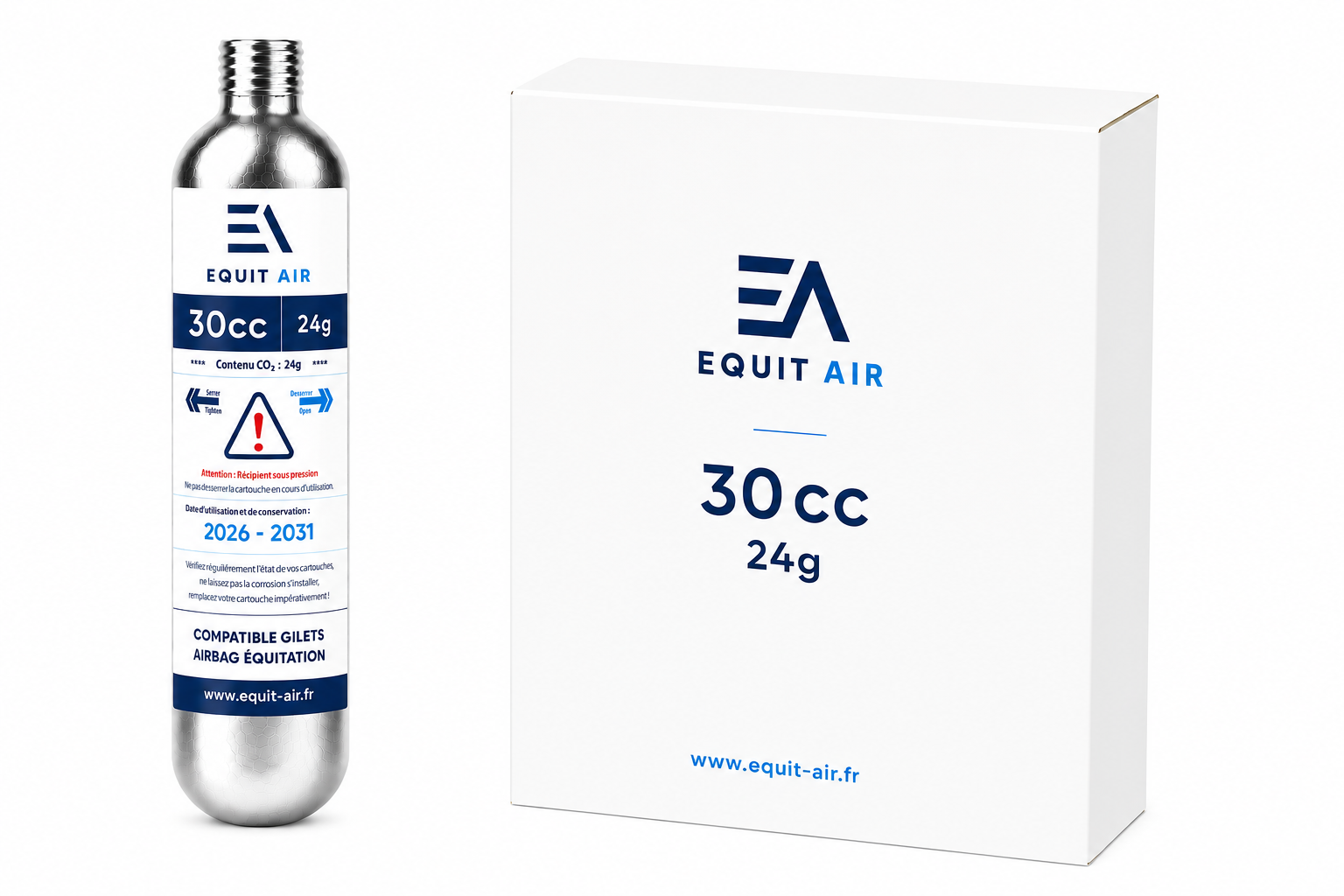 Cartouche CO₂ 30cc - 24g pour gilet airbag d'équitation