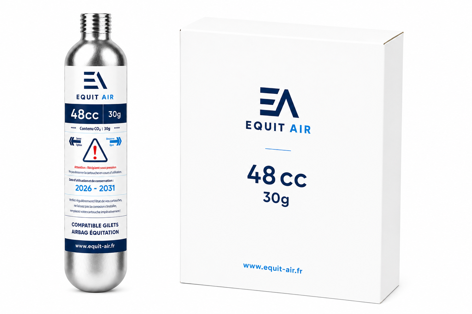 Cartouche CO₂ 48cc - 30g pour gilet airbag d'équitation