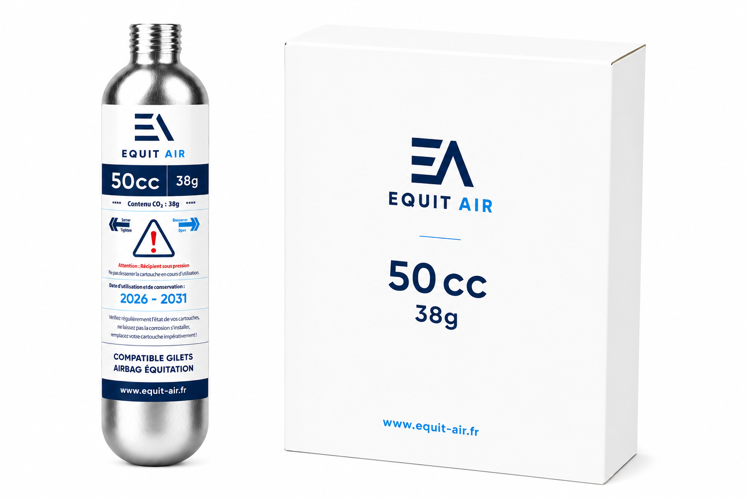 Cartouche CO₂ 50cc - 38g pour gilet airbag d'équitation