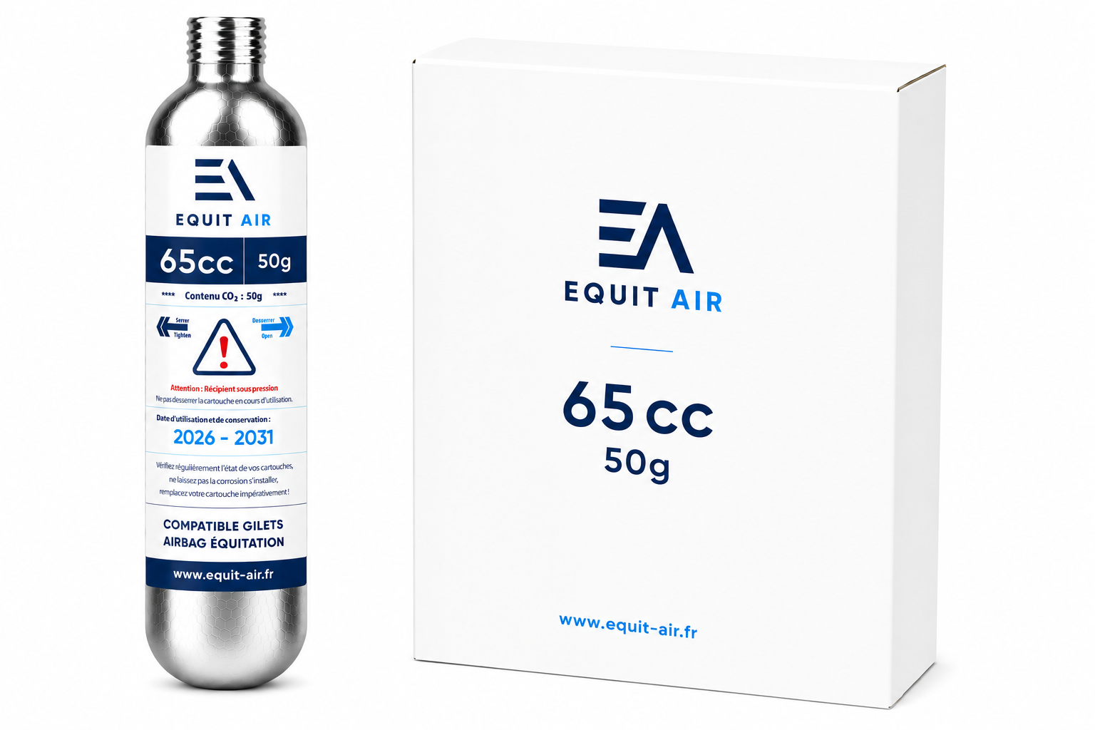 Cartouche CO₂ 65cc - 50g pour gilet airbag d'équitation